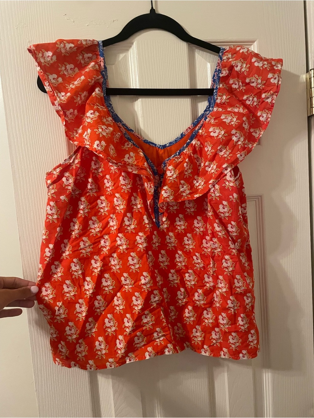 J. Crew Orange Floral Ruffle Camisole